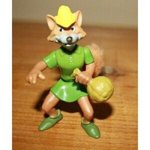 Vintage Disney's Animated Robin Hood Fox Figurine W/ Loot Bag Toy PVC Figure 4"